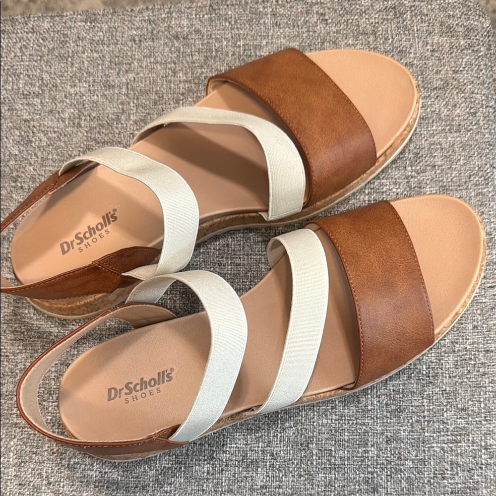 Dr. Scholl's Brown and Cream Sandals with Modern Design